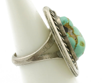 Navajo Ring 925 Silver Royston Turquoise Hand Stamped Native American Artist C80