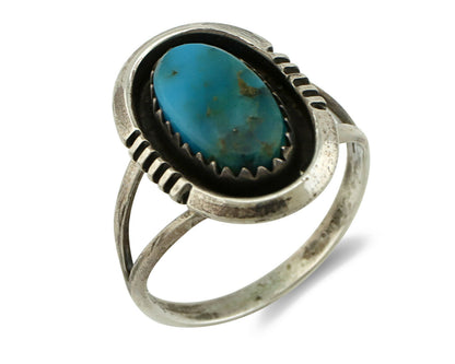 Navajo Ring .925 Silver Arizona Turquoise Native American Artist Handmade C.80's