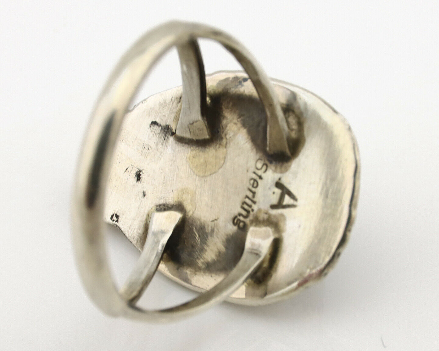 Navajo Ring .925 Silver Kingman Turquoise Artist Signed A C.1980's