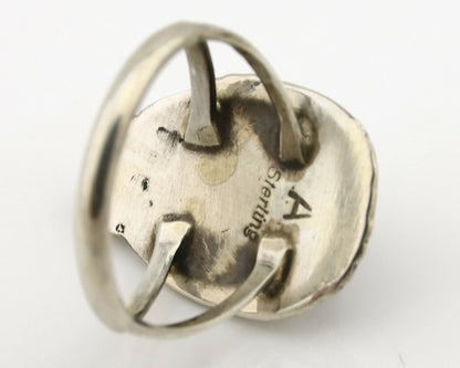 Navajo Ring .925 Silver Kingman Turquoise Artist Signed A C.1980's