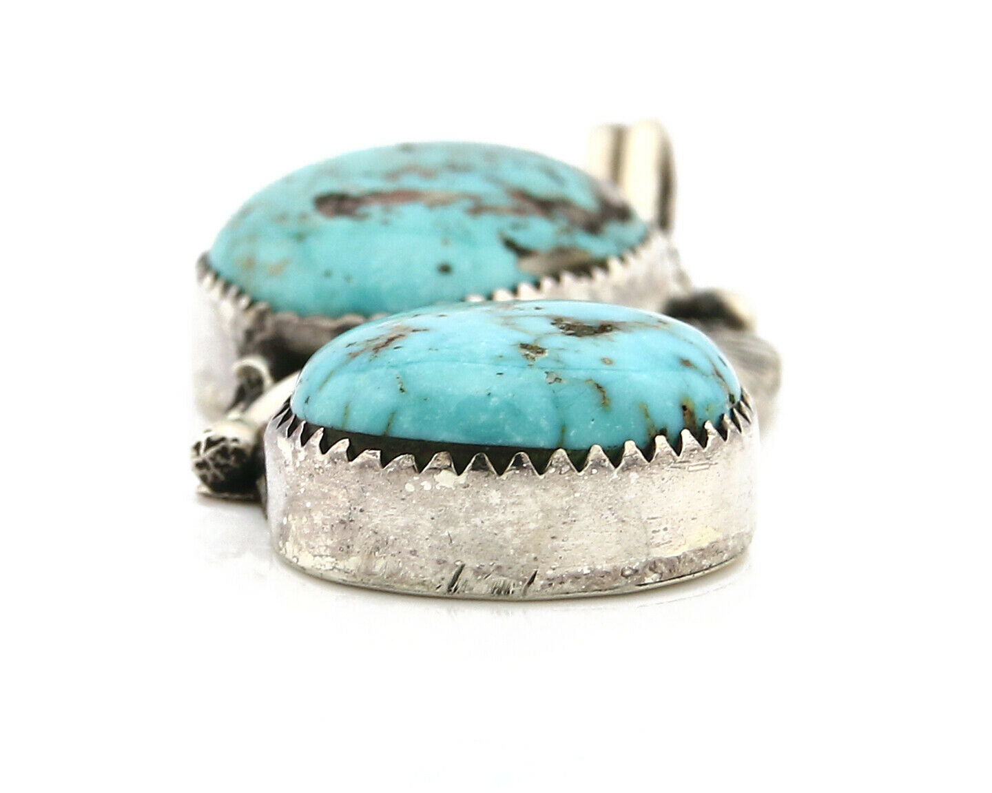 Navajo Pendant .925 Silver Kingman Turquoise Signed Artist Tom Willeto C.80's