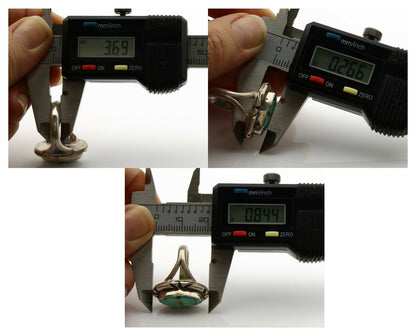 Navajo Ring .925 Silver Kingman Turquoise Artist Signed Gecko C.80's