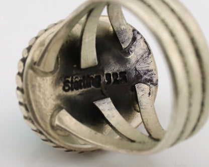 Navajo Ring .925 Silver Natural Kingman Turquoise Native American Artist C.1980s
