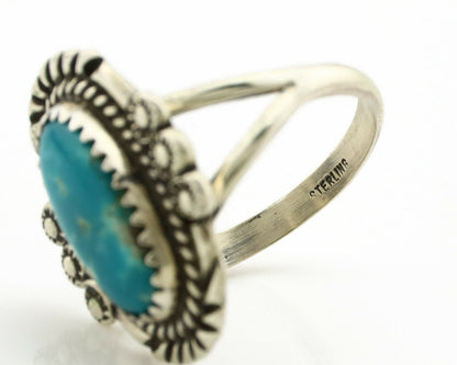 Navajo Ring .925 Silver Blue Turquoise Native American Artist C.1980's