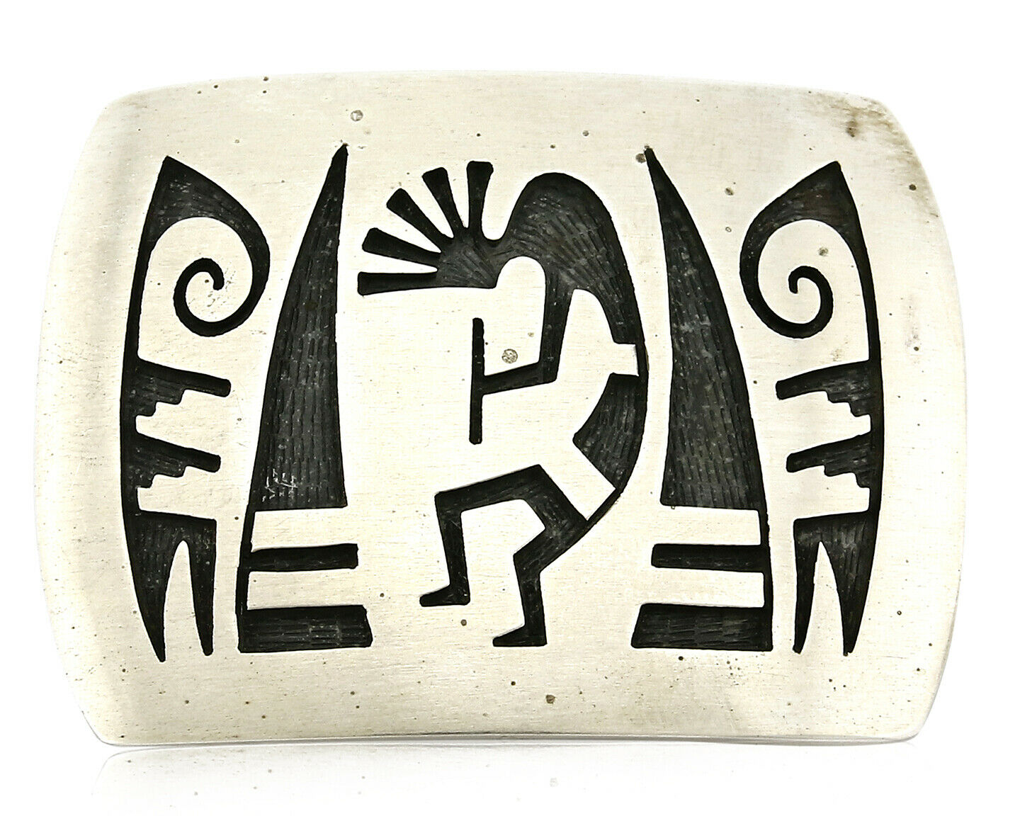 Women's Hopi Belt Buckle .925 Silver Signed Gene Pooyouma Kokopelli C.80's