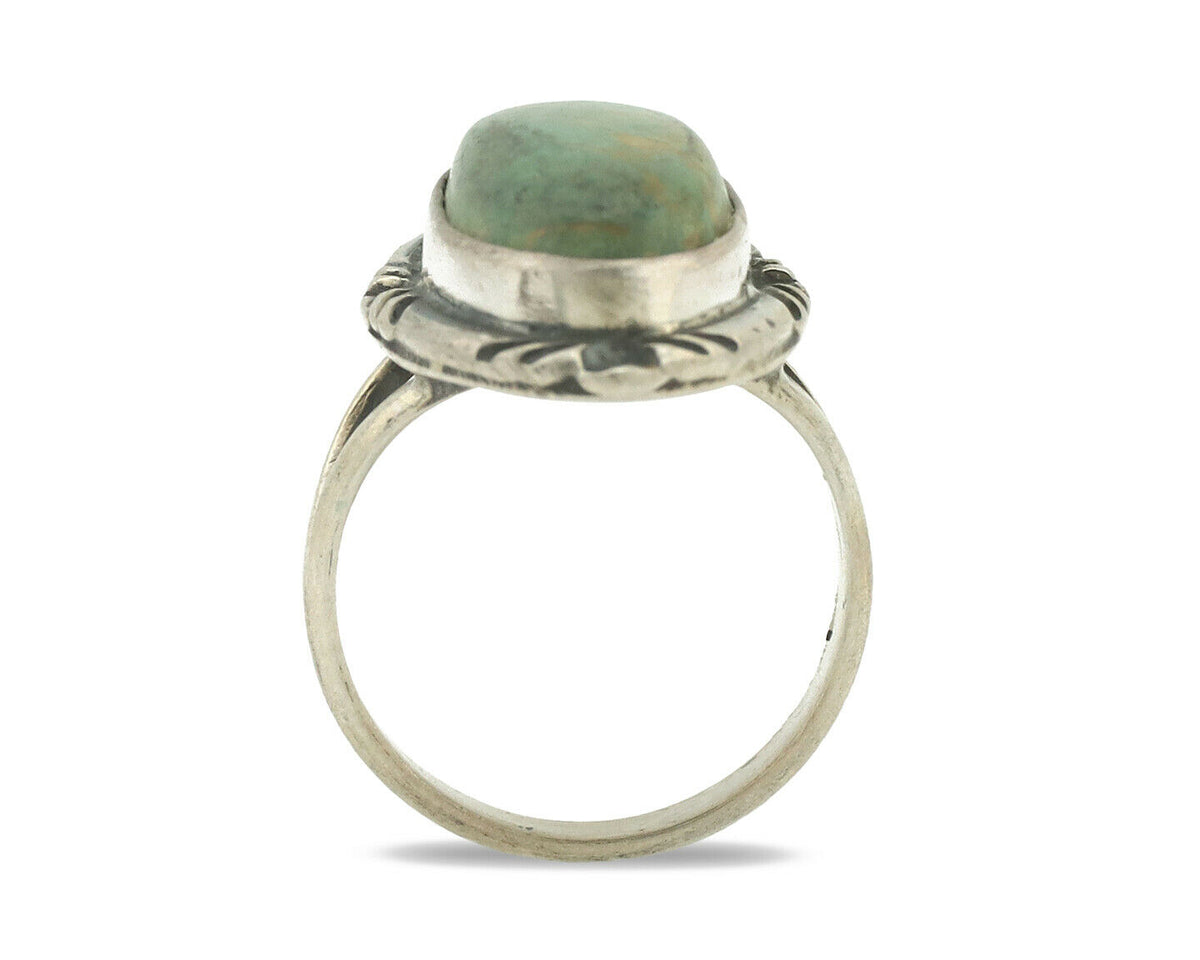 Navajo Ring .925 Silver Natural Turquoise Artist Signed Native American C.80's