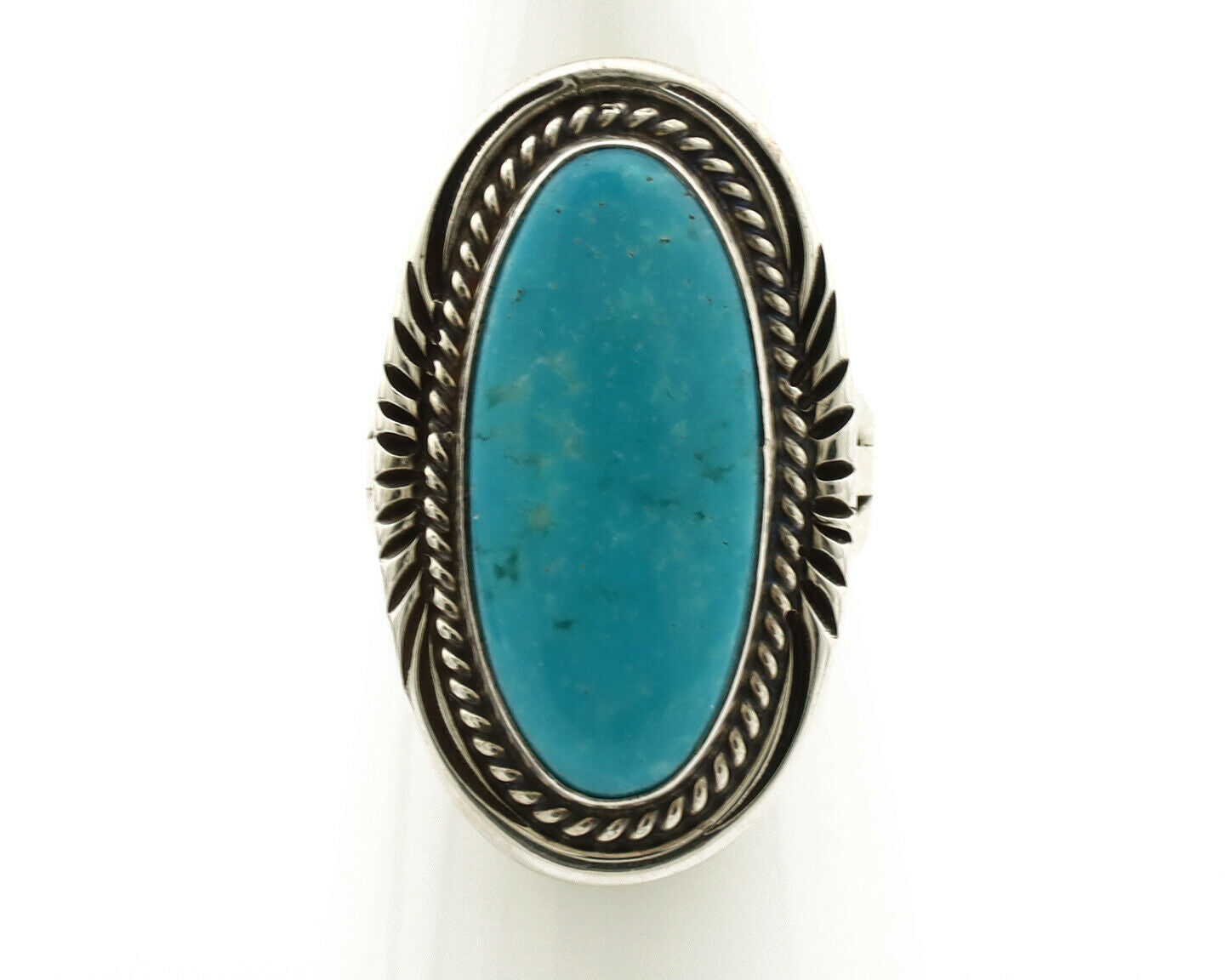 Navajo Ring .925 Silver Blue Gem Turquoise Native American Artist C.80's
