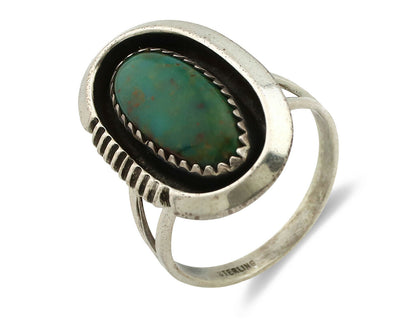 Navajo Ring .925 Silver Kingman Turquoise Native American Artist C.1980's