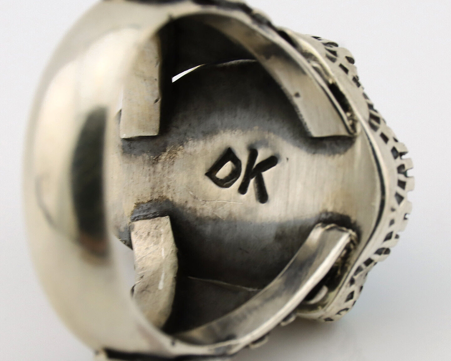 Navajo Ring .925 Silver Sleeping Beauty Turquoise Artist Signed DK C.80's