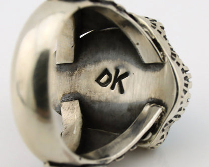 Navajo Ring .925 Silver Sleeping Beauty Turquoise Artist Signed DK C.80's