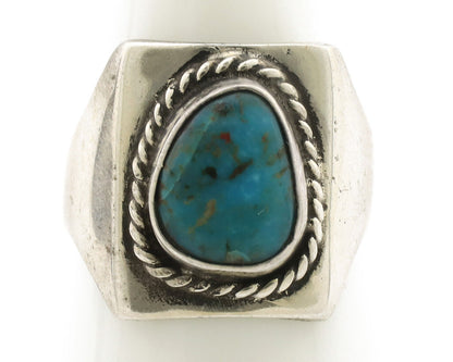 Navajo Ring .925 Silver Natural Turquoise Handmade Native American Artist C.80s