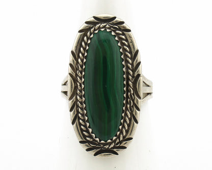 Navajo Ring 925 Silver Natural Malachite Artist Signed William Denetdale C.80's
