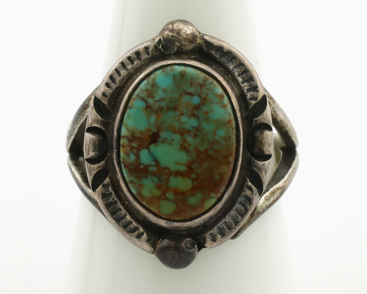 Navajo Ring .925 Silver Blue Turquoise Artist Signed Gecko C.1980's