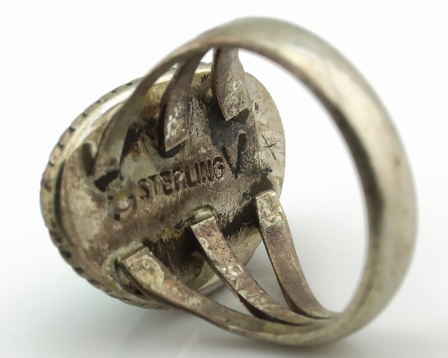 Navajo Ring .925 Silver Royston Turquoise Native American Artist C.80's