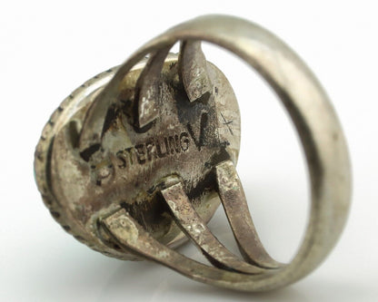 Navajo Ring .925 Silver Royston Turquoise Native American Artist C.80's