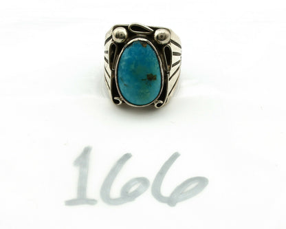 Navajo Ring .925 Silver Blue Turquoise Artist Signed T C.80's