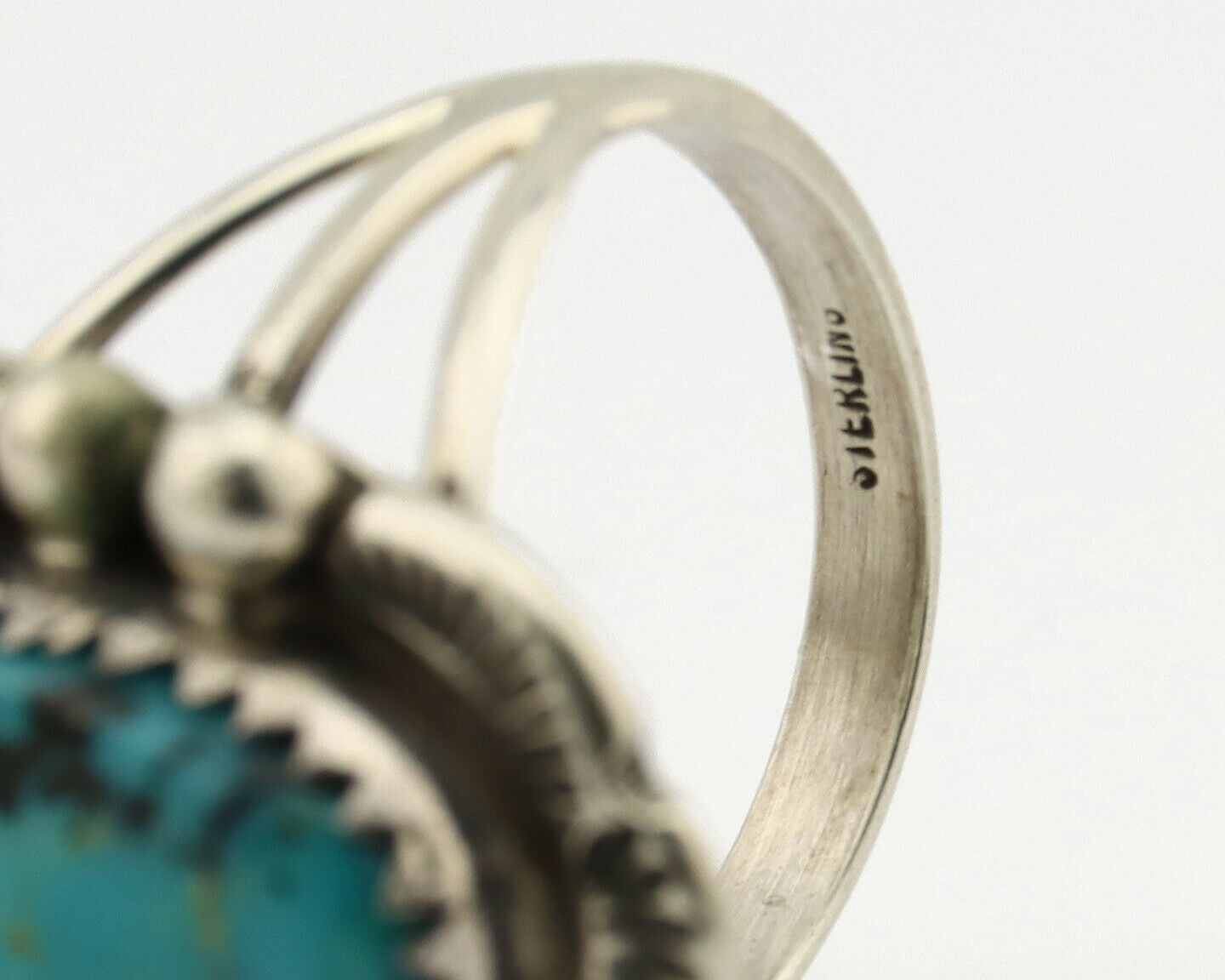 Navajo Ring .925 Silver Kingman Turquoise Artist Signed A C.1980's