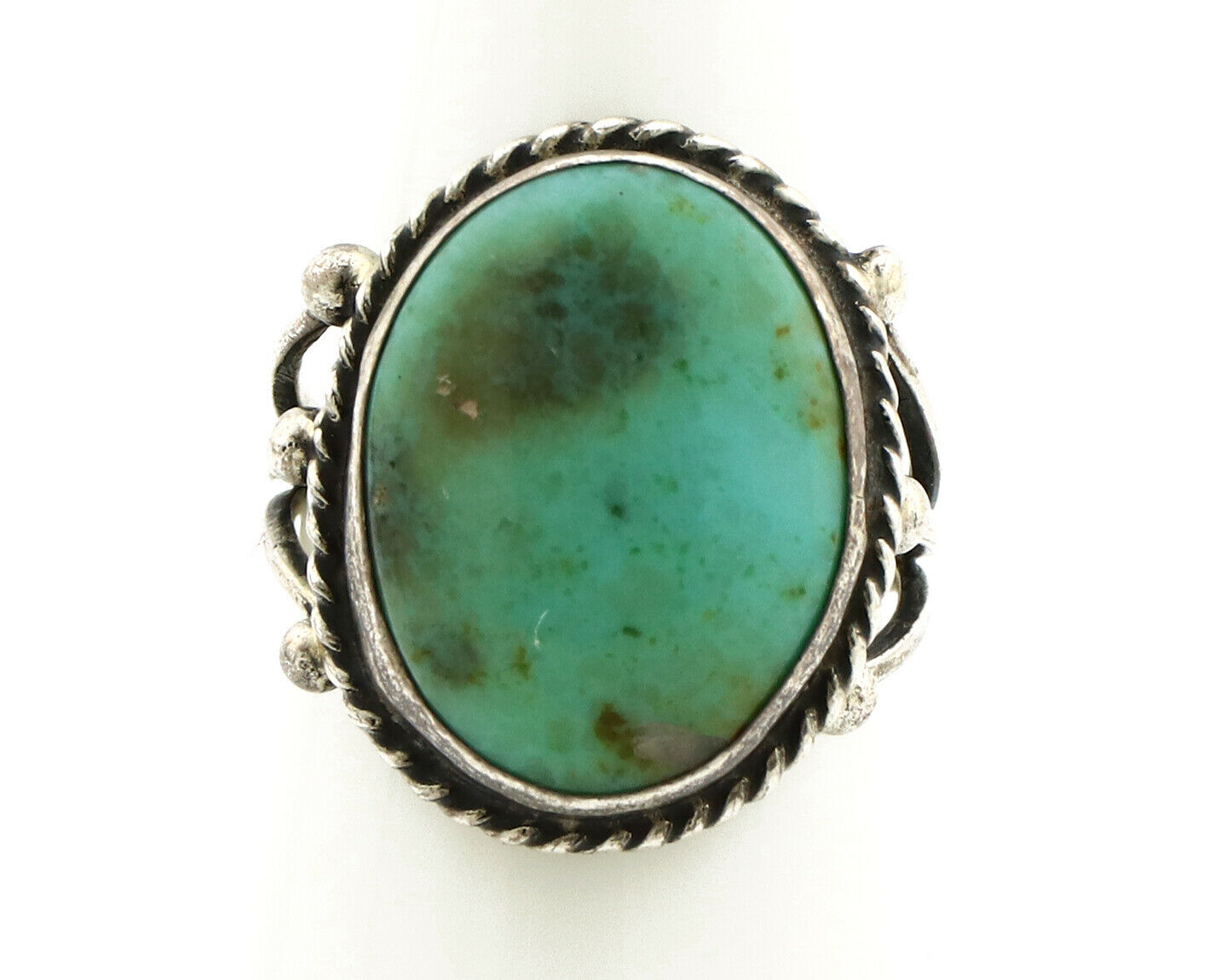Navajo Ring .925 Silver Arizona Turquoise Handmade Native American Artist C80s
