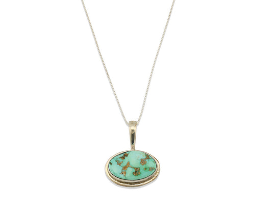 Navajo Necklace .925 Silver Fox Mine Turquoise Signed Doug Zachary C.1980's
