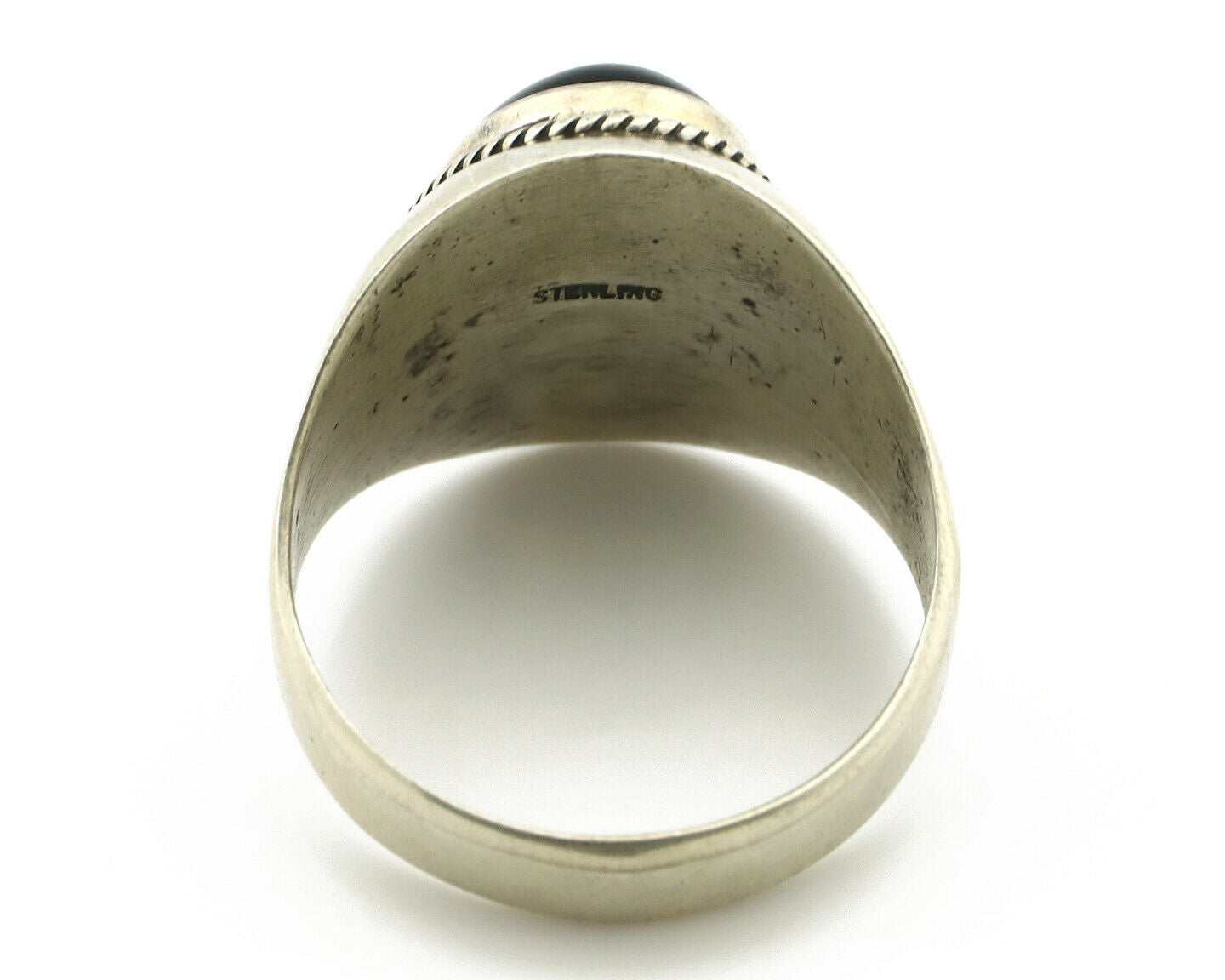 Navajo Ring .925 Silver Handmade Black Onyx Native American Artist C.80's