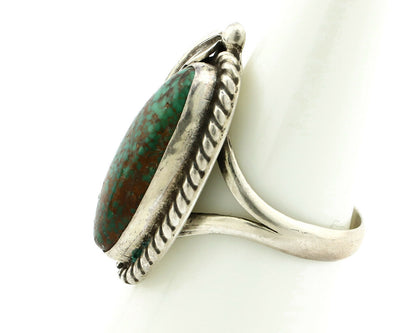 Navajo Ring .925 Silver Spiderweb Turquoise Handmade Native American Artist C80s