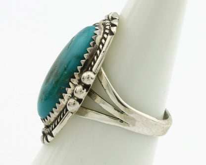 Navajo Ring .925 Silver Kingman Turquoise Native American Artist C.1980's
