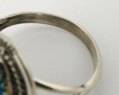 Navajo Ring .925 Silver Blue Southwest Turquoise Native Artist C.1980's