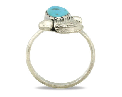 Zuni Ring 925 Silver Natural Mined Blue Turquoise Artist Signed Simplicio C.80's