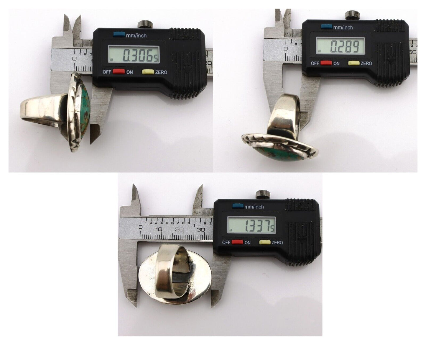 Men's Navajo Ring 925 Silver Kingman Turquoise Native Artist Signed C Montoya