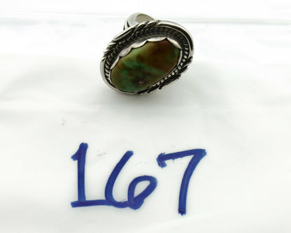 Navajo Ring .925 Silver Natural Uncolored Green Turquoise Signed Apache C.80's