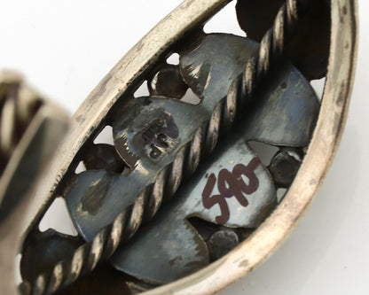 Navajo Bracelet .925 Silver Natural Blue Turquoise Artist Signed JP C.80's