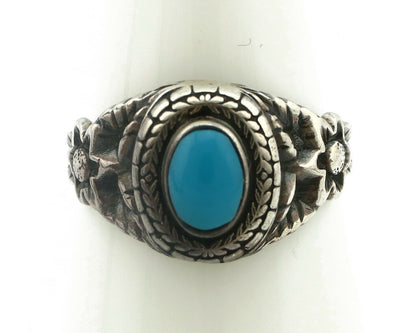 Navajo Ring .925 Silver Natural Blue Turquoise Native American Artist C.80's