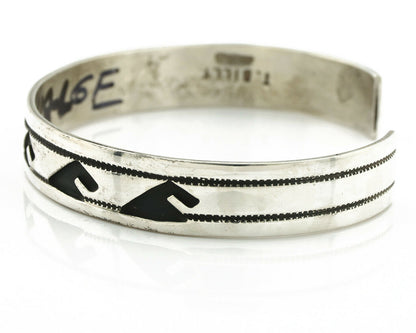 Navajo Bracelet .925 Silver Handmade Overlay Style Signed Tommy Billy Cuff C80s
