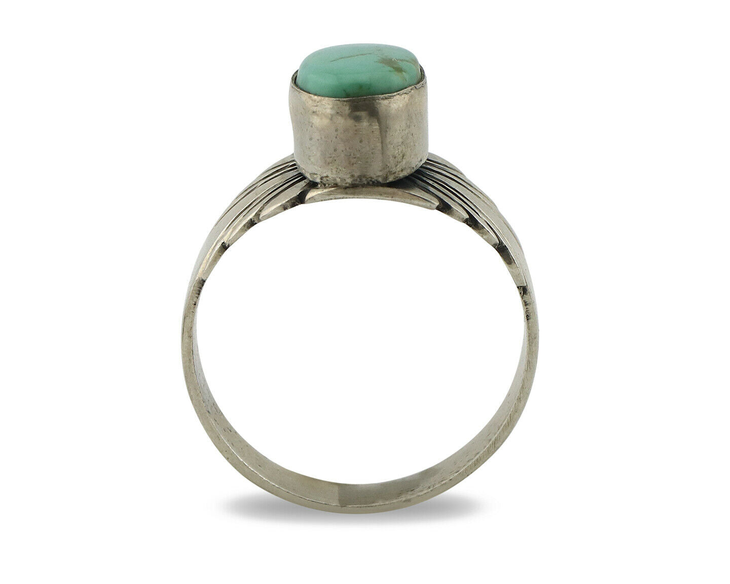 Navajo Ring .925 Silver Kingman Turquoise Artist Signed Apache C.80's