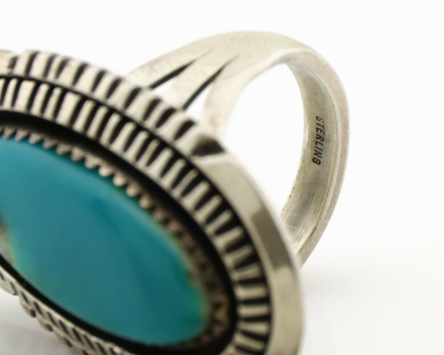 Navajo Ring .925 Silver Nevada Turquoise Native American Artist C.1980's