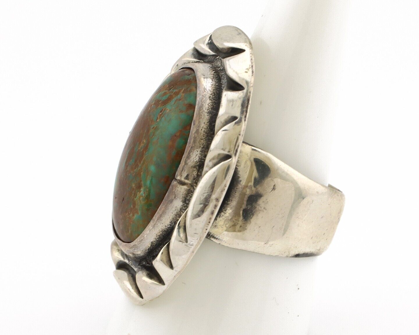 Navajo Ring 925 Silver Kingman Turquoise Native Artist Signed C Montoya C.80's