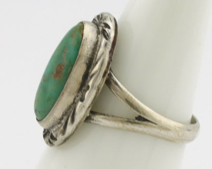 Navajo Ring .925 Silver Kingman Turquoise Native Artist Signed C.80's