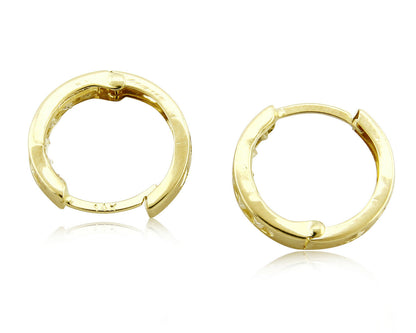 Women's 3.0 mm x 14 mm REAL 14k SOLID YELLOW GOLD Simulated Diamond Hoop Earring