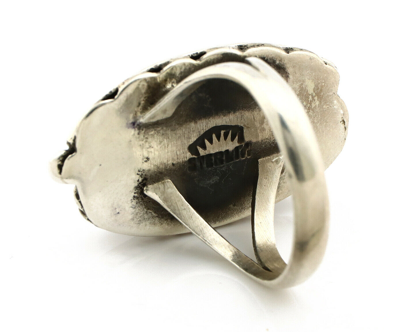 Navajo Ring .925 Silver Royston Turquoise Signed Apache Manufacturing C80s