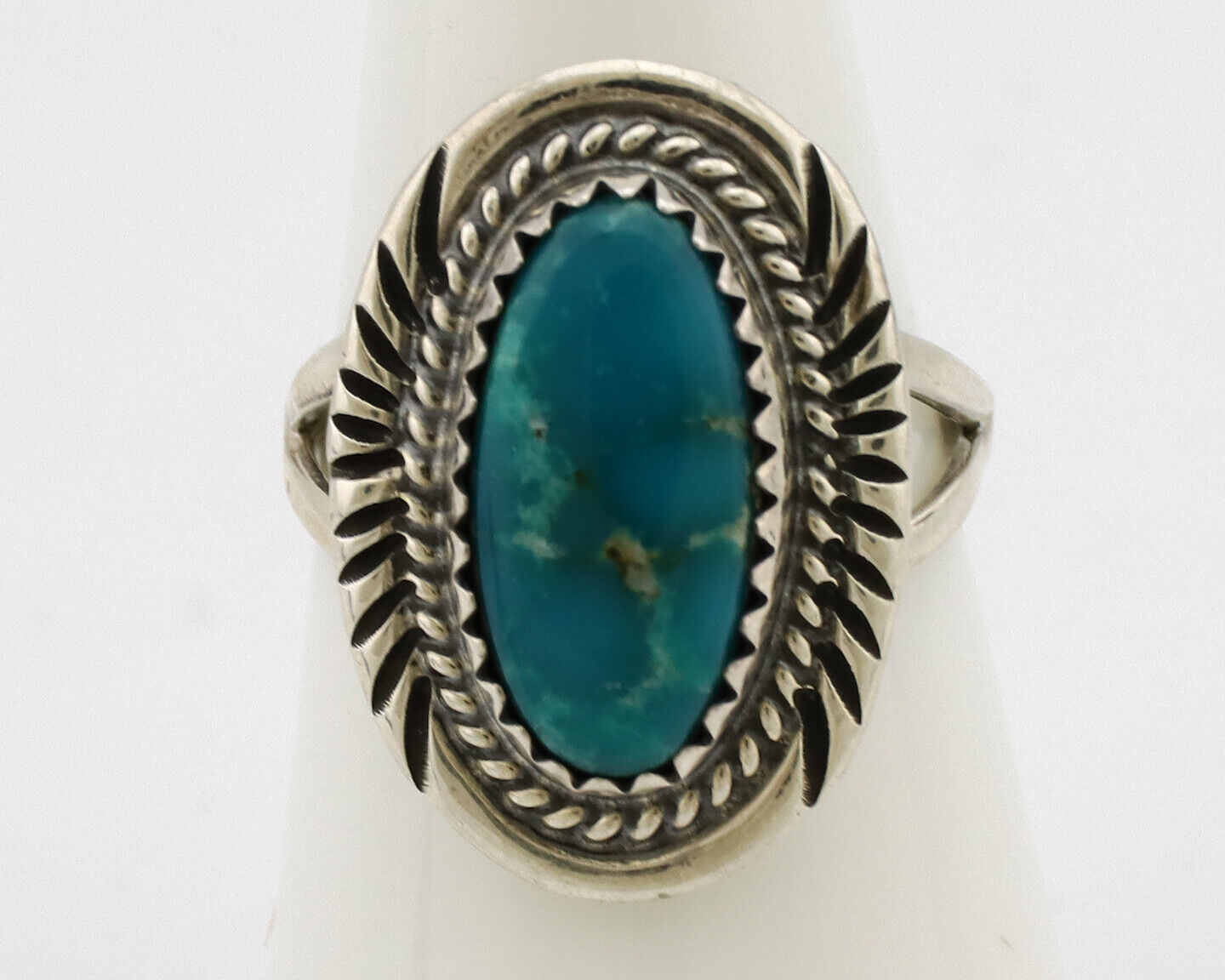 Navajo Ring .925 Silver Nevada Turquoise Native American Artist C.1980's