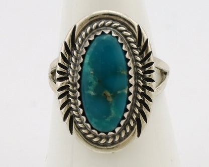 Navajo Ring .925 Silver Nevada Turquoise Native American Artist C.1980's