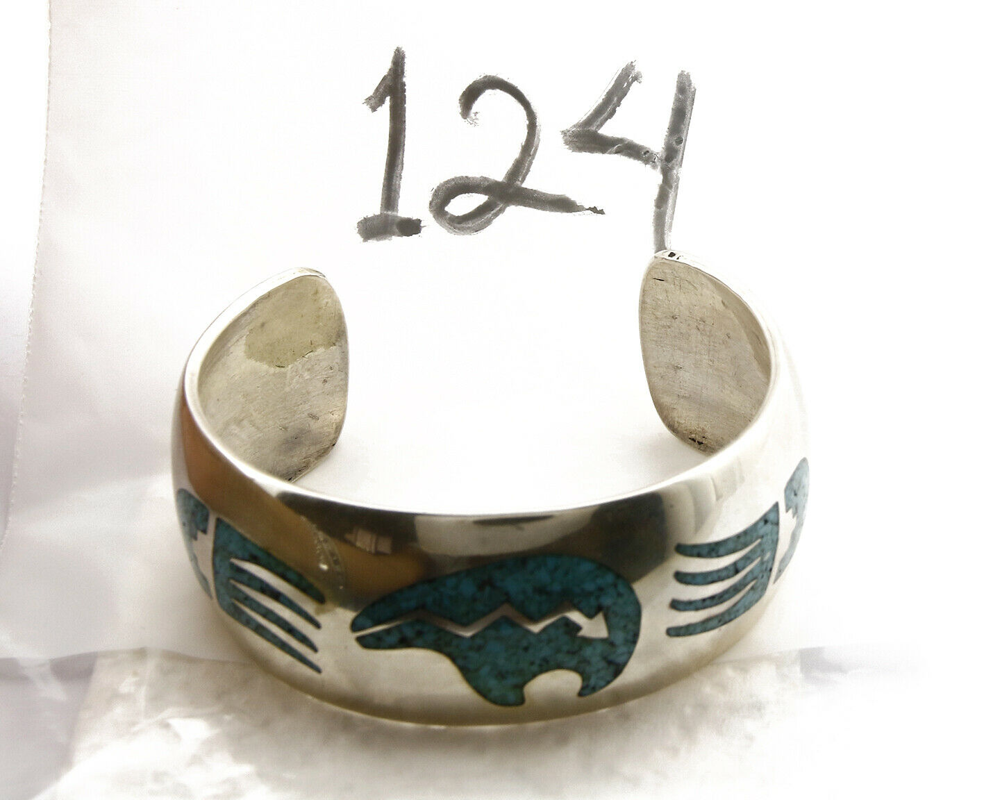 Women's Navajo Bracelet .925 Silver Sleeping Beauty Turquoise Inlaid JT C.80's