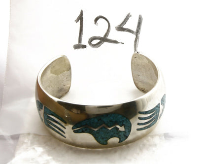 Women's Navajo Bracelet .925 Silver Sleeping Beauty Turquoise Inlaid JT C.80's