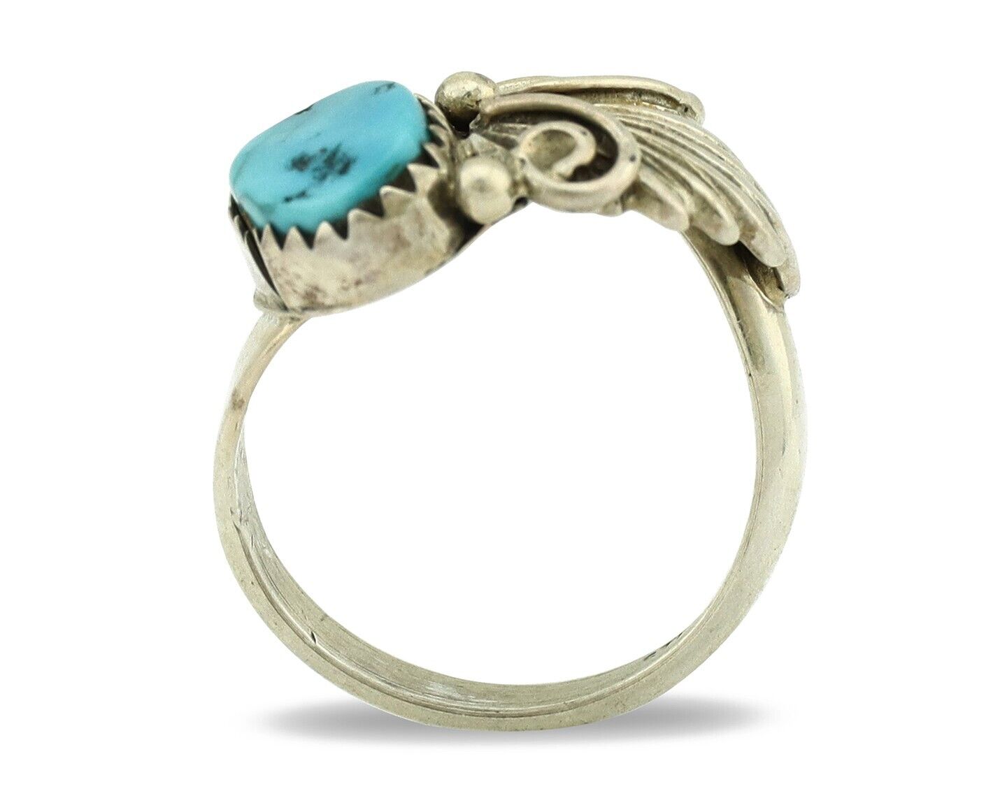 Navajo Ring .925 Silver Sleeping Beauty Turquoise Native Artist Signed C.80's