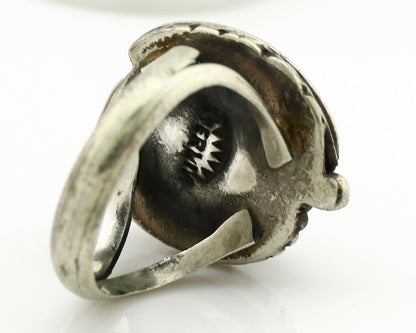 Navajo Ring .925 Silver Green Turquoise Artist Signed Sun C.1980's