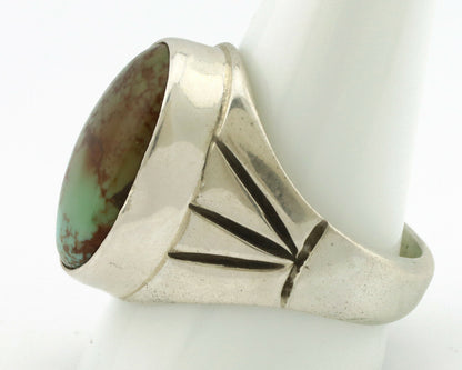 Navajo Ring .925 Silver Green Turquoise Native American Artist C.80's
