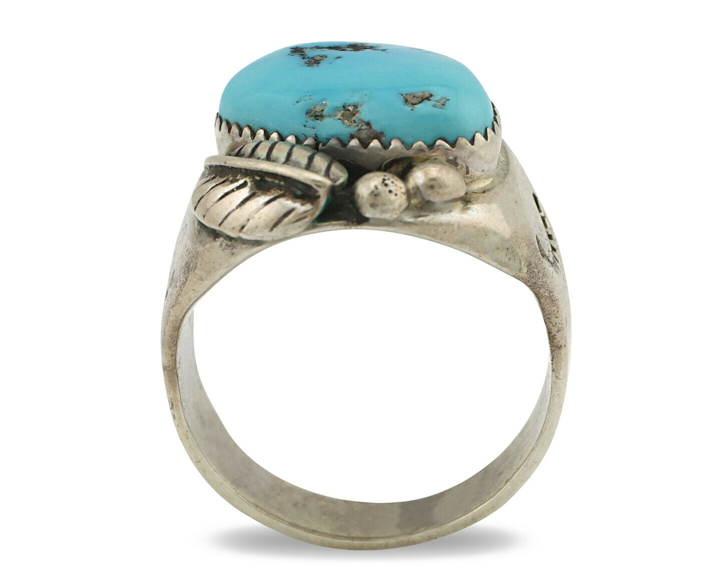 Navajo Ring .925 Silver Blue Turquoise Artist Signed R C.80's