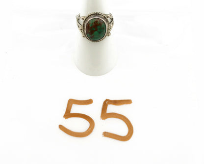 Navajo Ring .925 Silver Green Turquoise Native American Artist C.1980's