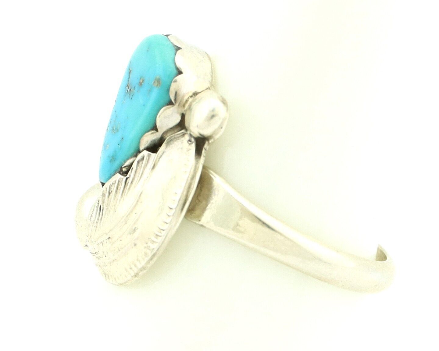 Zuni Ring 925 Silver Natural Blue Gem Turquoise Artist Signed Simplicio C.80's