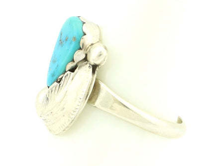 Zuni Ring 925 Silver Natural Blue Gem Turquoise Artist Signed Simplicio C.80's